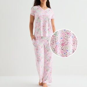 Women's Jaclyn Pink Floral Short-Sleeve Pajama Set Sz M New